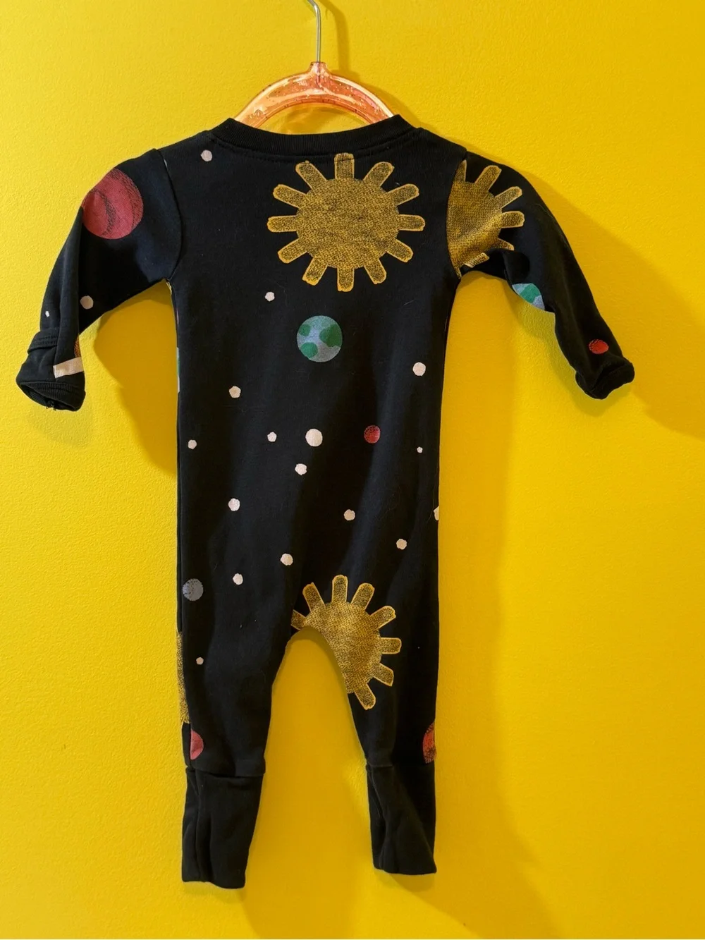+NWOT Monica + Andy Space Planets Zip Sleeper Coverall Black Baby Newborn